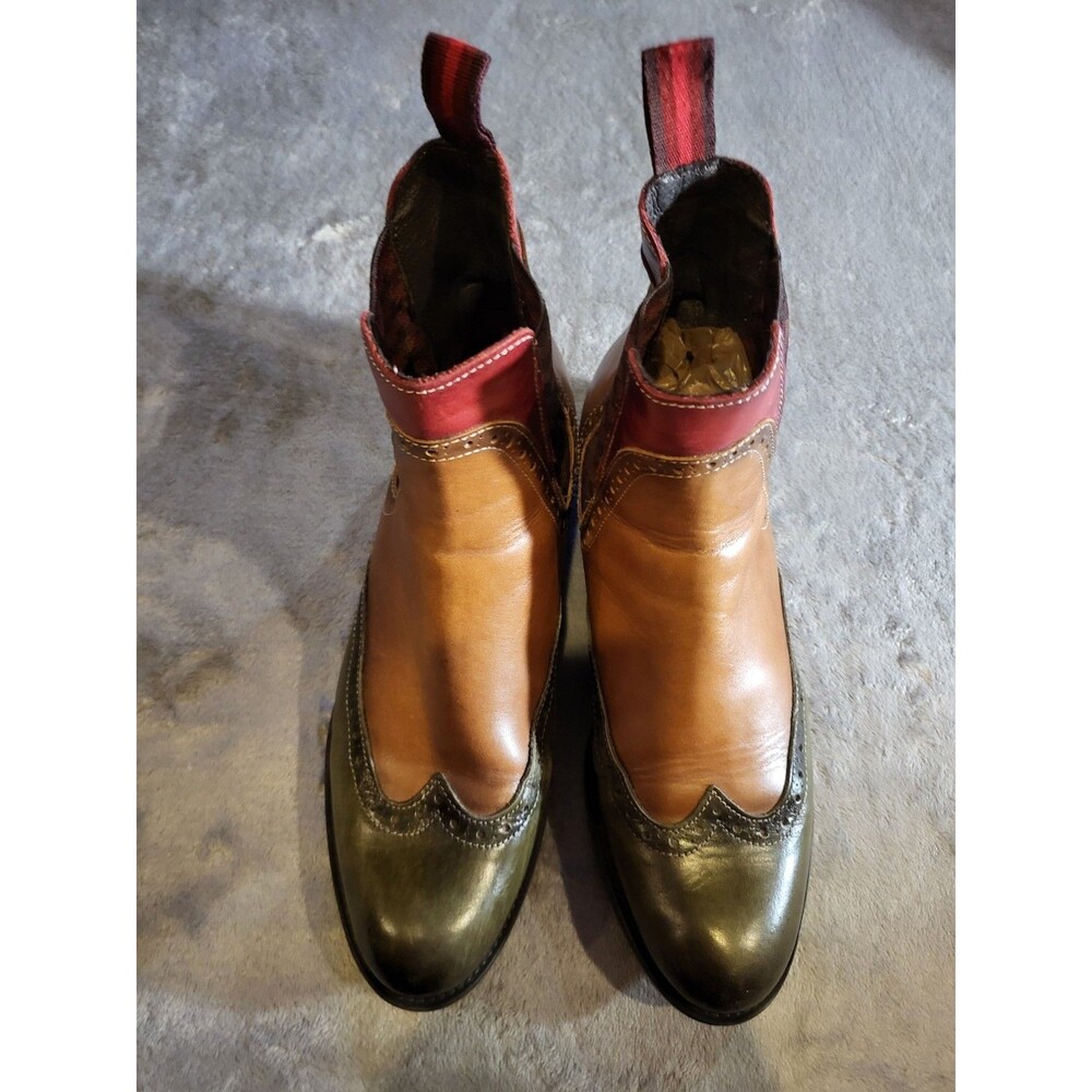 Luis Gonzalo Ankle Boots Women's Handmade Size (8.5) 39 Brown Green Leather